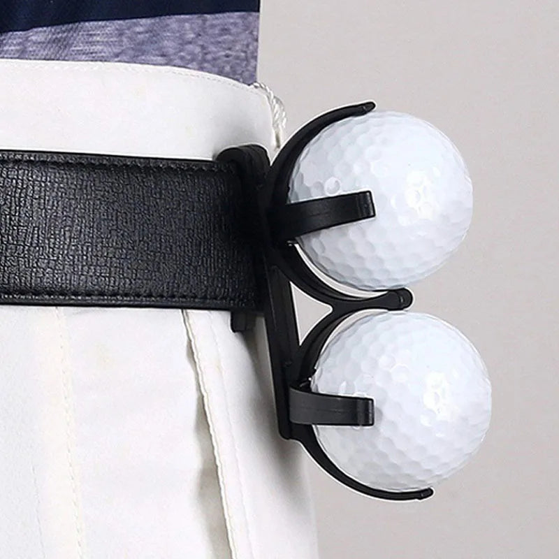 Dual Golf Ball Holder Belt Clip - Hands-Free Golf Training Accessory
