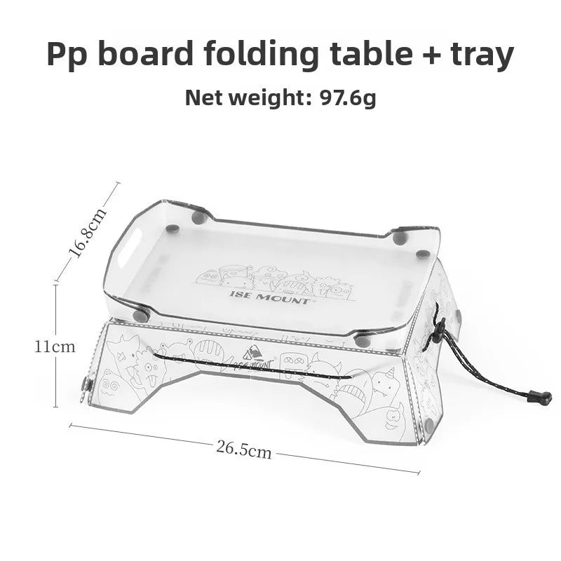 Ultralight Folding Mini Camp Table - 97g Portable PP Camping & Hiking Tray
