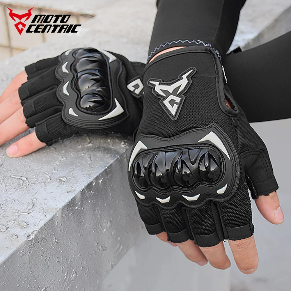 MOTOCENTRIC Half Finger Motorcycle Gloves - Breathable Summer Riding Gloves with Anti-Fall Palm Guard for ATV MTB Cycling