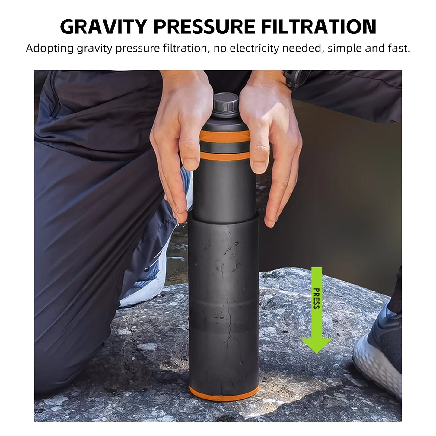 Ultra-Fine Portable Water Filter Bottle - Outdoor Water Purifier for Hiking, Camping & Travel by Clearly Filtered