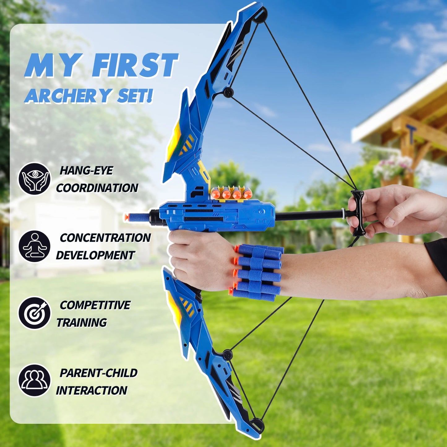 Kids Soft Dart Archery Toy Set with LED Lights