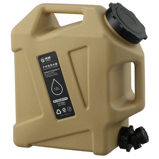 Portable 12L Outdoor Water Tank - Large Capacity Camping Container with Detachable Faucet for Picnic & Travel