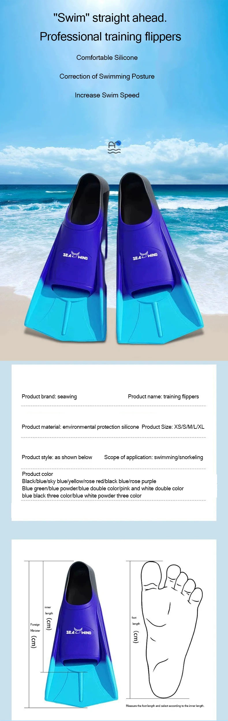 Anti-Slip Swimming Training Fins - Summer Diving Frog Shoes for Tourism
