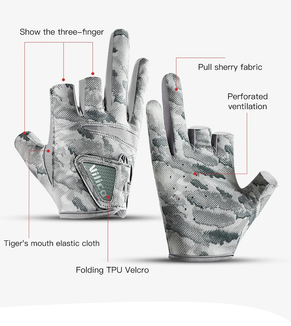 Men's Summer Fishing Gloves - Ice Silk Breathable Three-Finger Cut Design with UV Protection & Anti-Slip Grip (1 Pair)