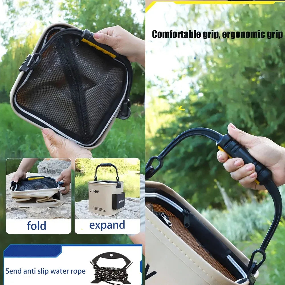 Fishing Tackle Storage Bucket - All-in-One Fishing Supplies Organizer Suitcase