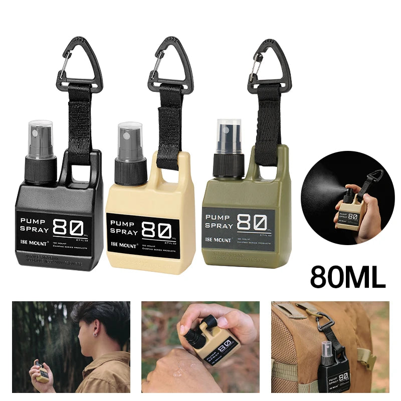 Portable 80ml Spray Bottle - Outdoor Cosmetic Container for Alcohol & Perfume with Backpack Hook - Camping Hiking Gadget