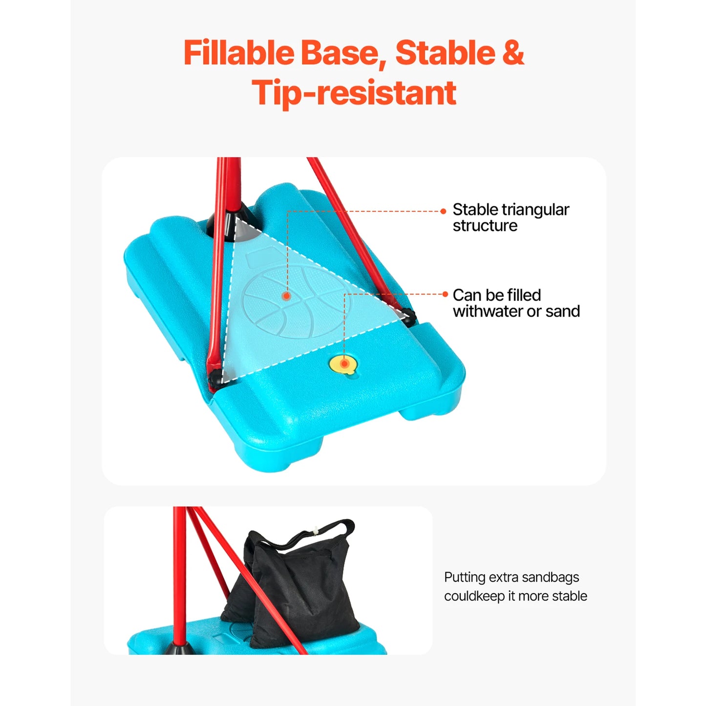 VEVOR Toddler Adjustable Basketball Hoop 104-190CM Rack for Kids Outdoor Indoor Ball Sport Backboard Rim Shoot Children Toys