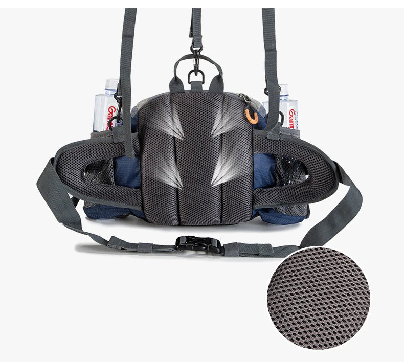 Men's Outdoor Sports Waist Bag - Multi-Purpose Hiking Backpack for Cycling, Camping, Climbing, Running with Water Bottle Holder - Bicycle Fanny Pack for Fishing