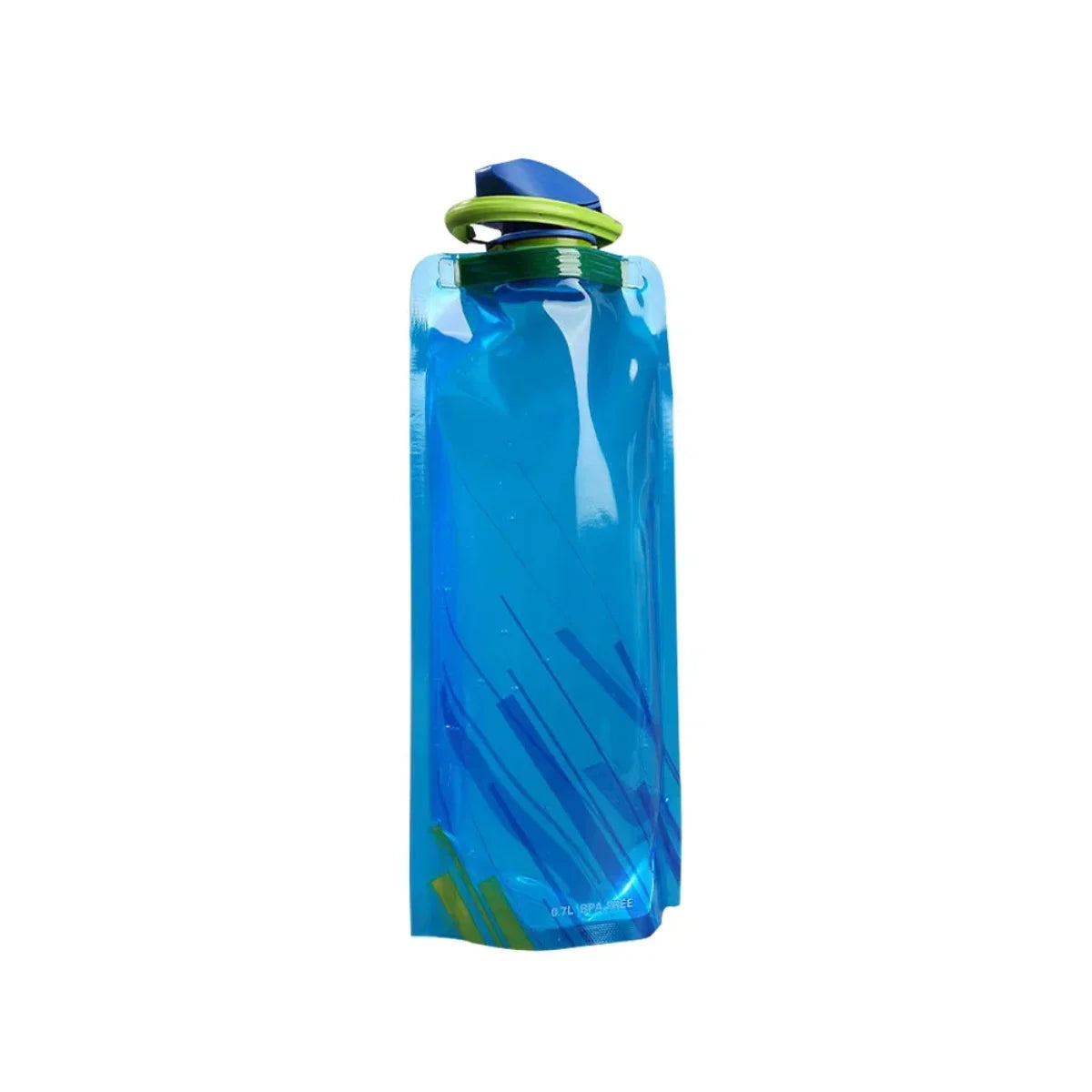 Lightweight Foldable Water Bottle 700ml - Portable Soft Camping Water Bag with Handle & Hanging Hook for Outdoor Sports