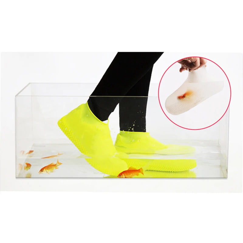 Waterproof Silicone Shoe Covers - 2 Pack Non-Slip High Elastic Wear-Resistant Unisex Rain Boot Covers for Outdoor Rainy Days Reusable