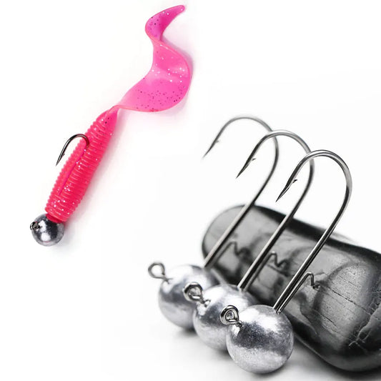 Round Head Jig Hooks for Soft Lure Fishing - Multi-Weight Pack (1g, 2g, 3g, 4g to 20g) - Premium Worm Bait Jigging Hooks for Crank Fishing