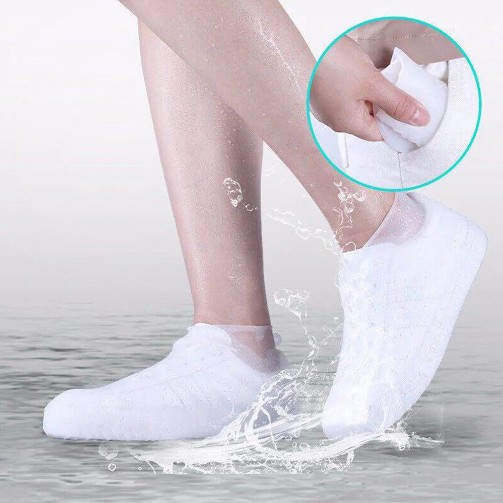 Waterproof Silicone Shoe Covers - 2 Pack Non-Slip High Elastic Wear-Resistant Unisex Rain Boot Covers for Outdoor Rainy Days Reusable
