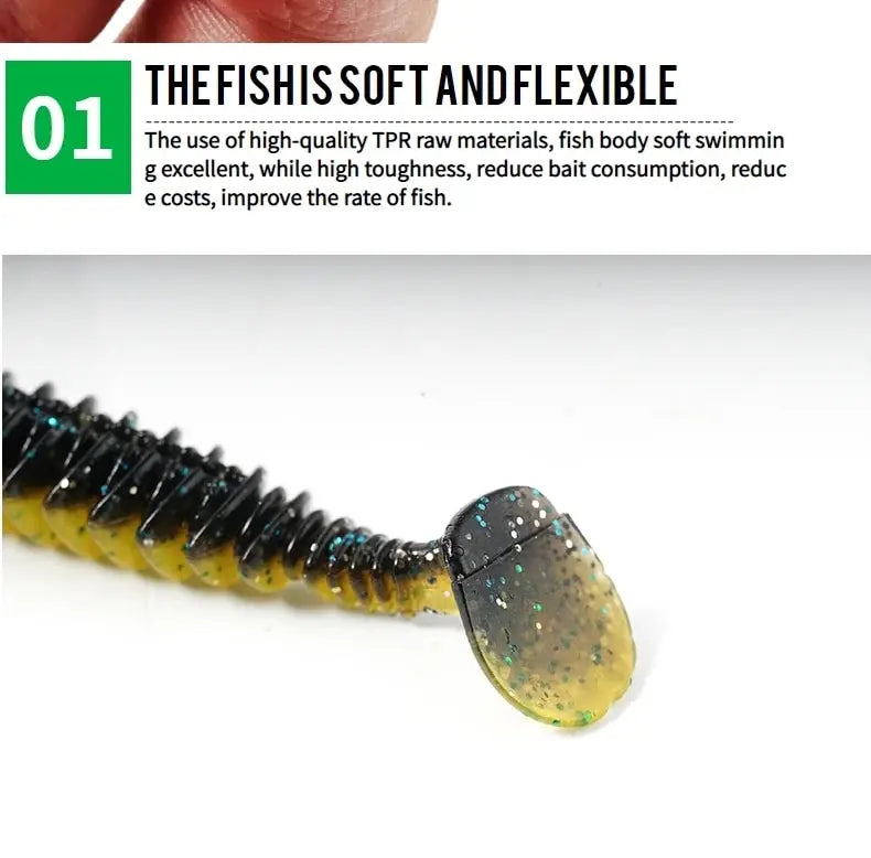 SUNMILE Artificial Soft Bait Fishing Worms - 4cm/0.6g - 20 Piece Set - Rock Fishing Wobblers for Perch, Trout & Bass