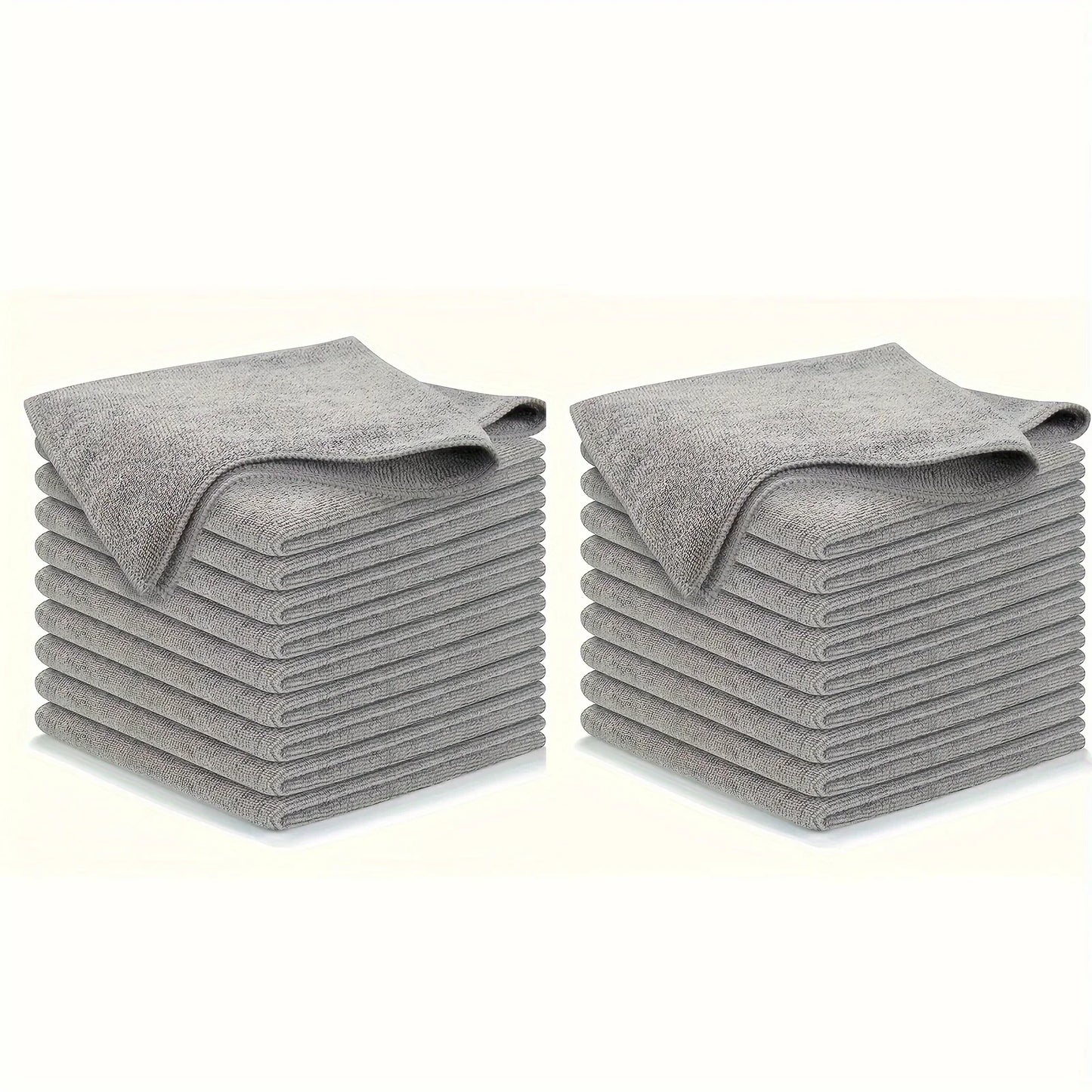 Ultra-Fine Microfiber Kitchen Towels - Light Gray Cleaning Cloth Set (5/10/20 Pack) - Absorbent, Soft & Stain-Removing