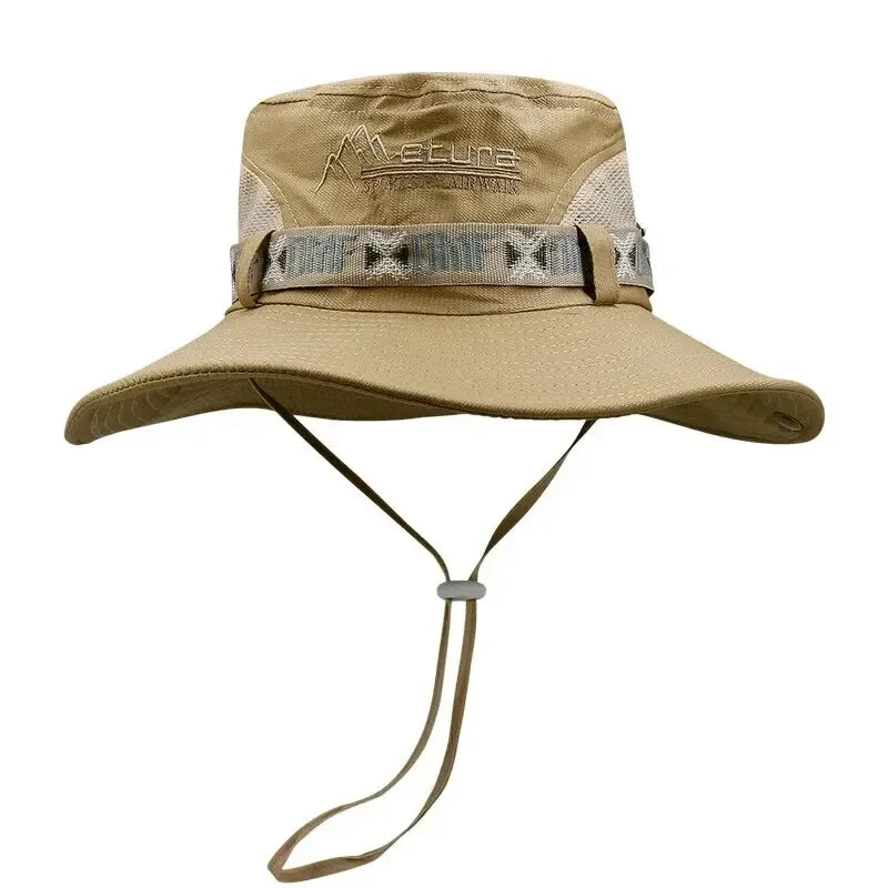 Men's UV Protection Wide Brim Bucket Hat - Outdoor Safari Hiking Mesh Fisherman Cap