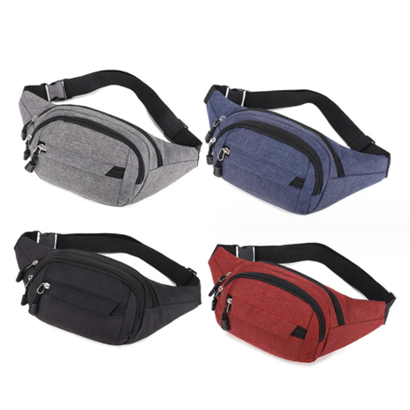 Men's Waterproof Canvas Crossbody Bag - Korean Style Outdoor Sports Waist Pack with Multiple Carry Options