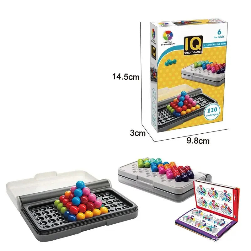 120 Challenges IQ 3D Puzzle Board Game - Classic Pyramid Plate Pearl Logical Mind for Children - Montessori Toys Gifts
