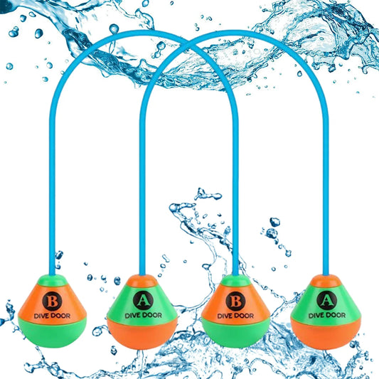 Swimming Pool Dive Rings Set - 2-Piece Reusable Through-Door Diving Game for Adults & Kids - Fun Water Sports Training Aid