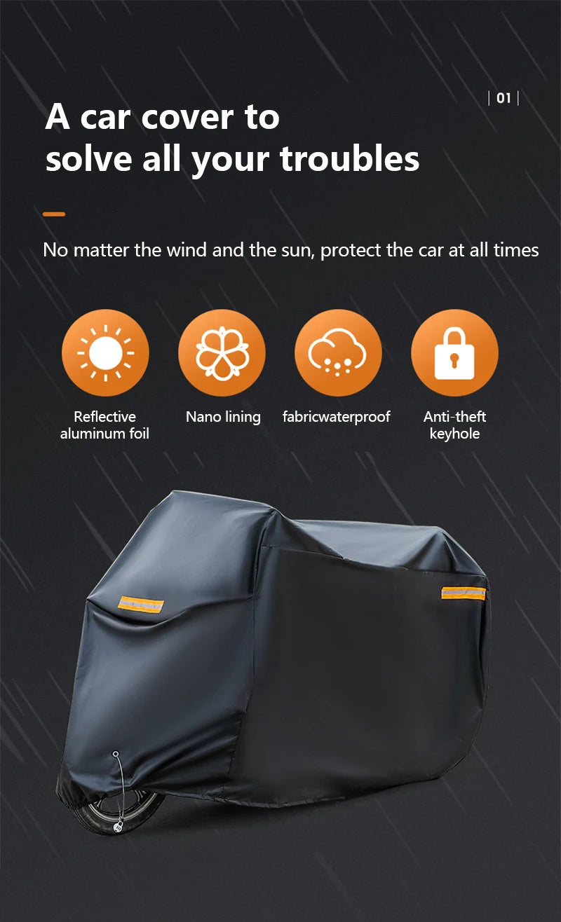 Universal Motorcycle Cover - Waterproof Oxford Fabric with UV Protection, Dustproof & Sunshade for Outdoor Motorbike Storage