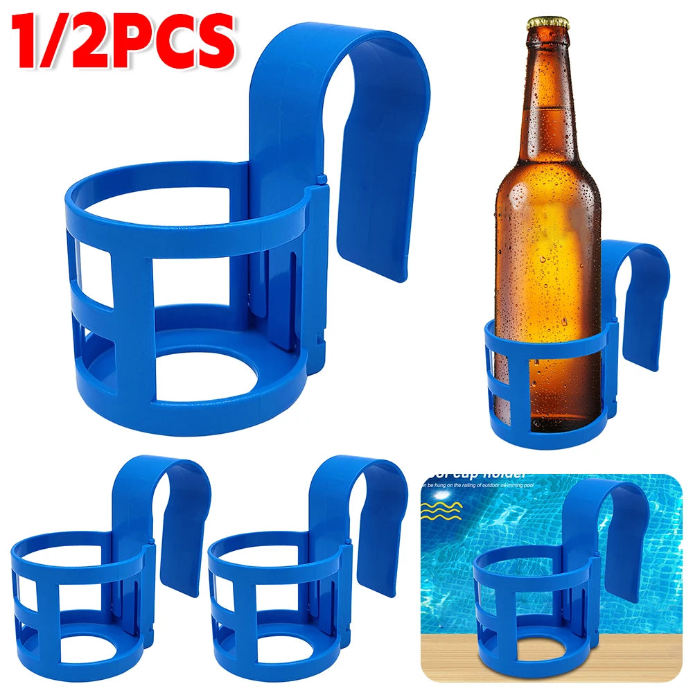 Pool Cup Holder Set - 1/2 Piece Multifunctional Drink Hanger & Storage Shelf for Swimming Pool Side Accessories