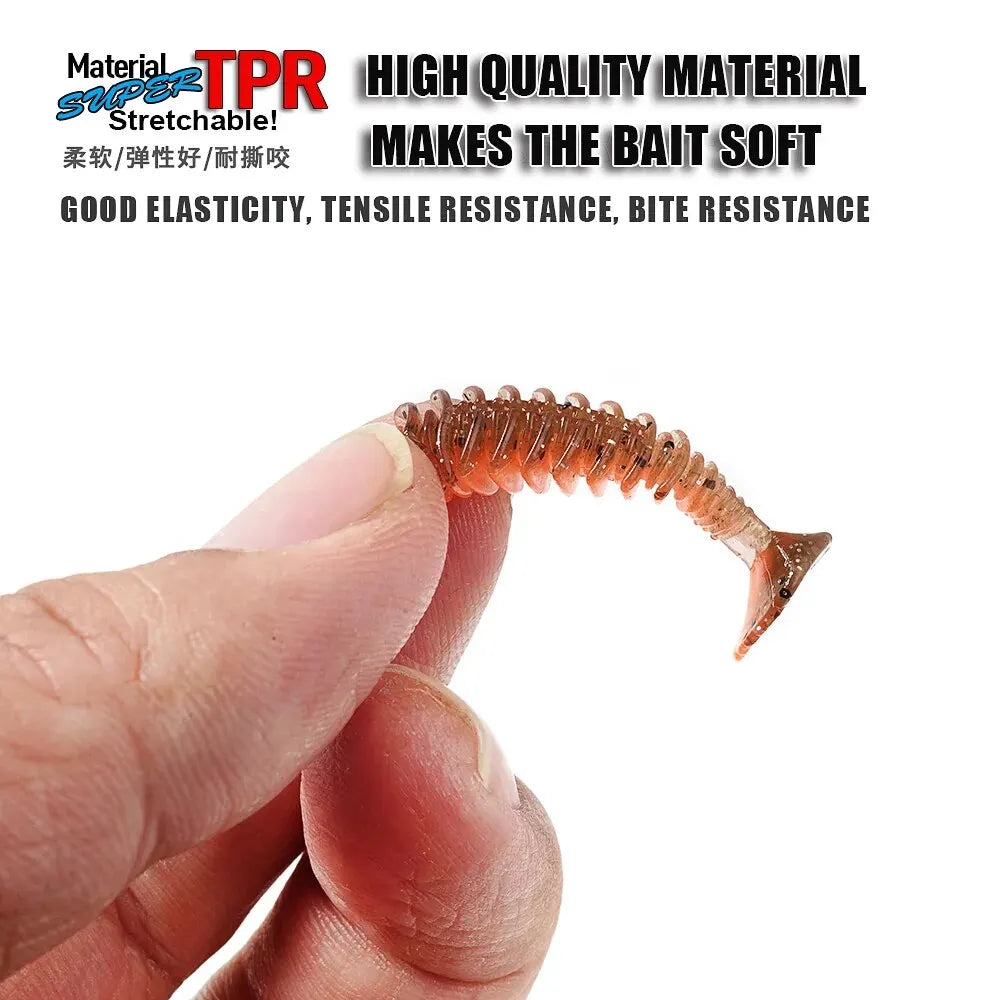 SUNMILE Artificial Soft Bait Fishing Worms - 4cm/0.6g - 20 Piece Set - Rock Fishing Wobblers for Perch, Trout & Bass