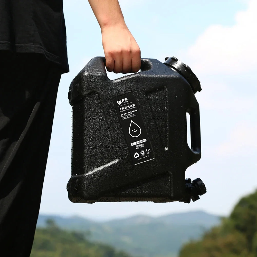 Portable 12L Outdoor Water Tank - Large Capacity Camping Container with Detachable Faucet for Picnic & Travel