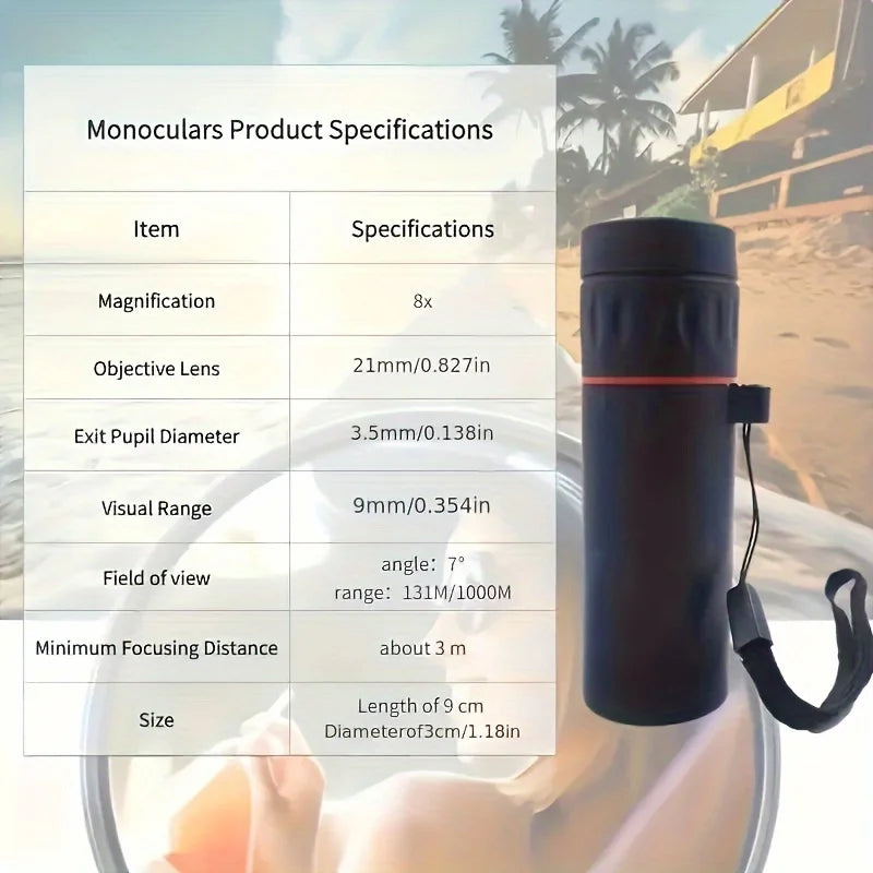 HD 2000X25 Monocular Telescope 2025 - Compact Portable for Stargazing, Bird Watching, Travel, Hiking, Fishing, Camping & Concerts