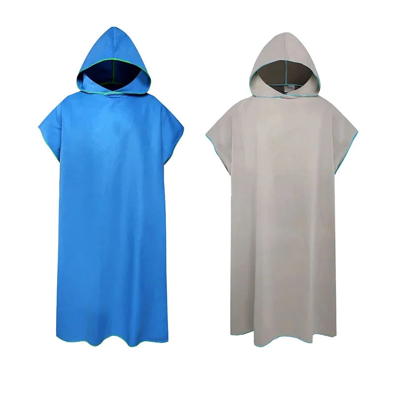 Quick Dry Microfiber Hooded Changing Robe - Beach Towel Poncho for Swimming, Travel & Sauna (Men & Women)