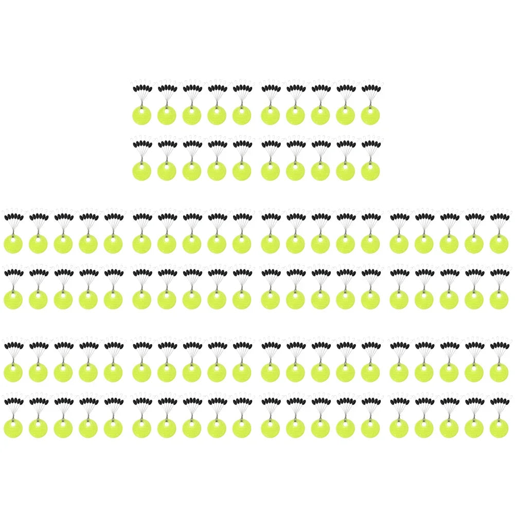 Fishing Line Space Beans Set - 60pcs (10 Groups) Rubber Stoppers, Oval & Long Column Shaped Vertical Bobber Tools