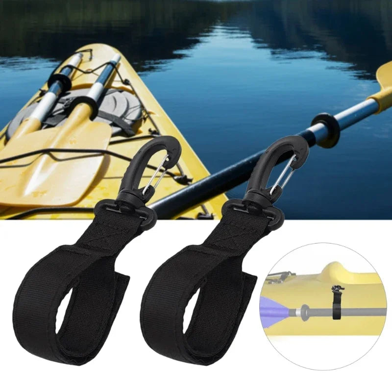 Dual Kayak Paddle Holder Set - Webbing Clips for SUP Boards & Inflatable Boats (2-Pack)