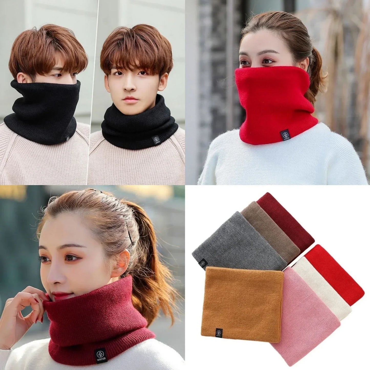 Winter Sports Neck Warmer - Soft Knitted Face Cover Scarf for Men & Women - Cold-Proof Thick Collar for Skating, Running & Hiking