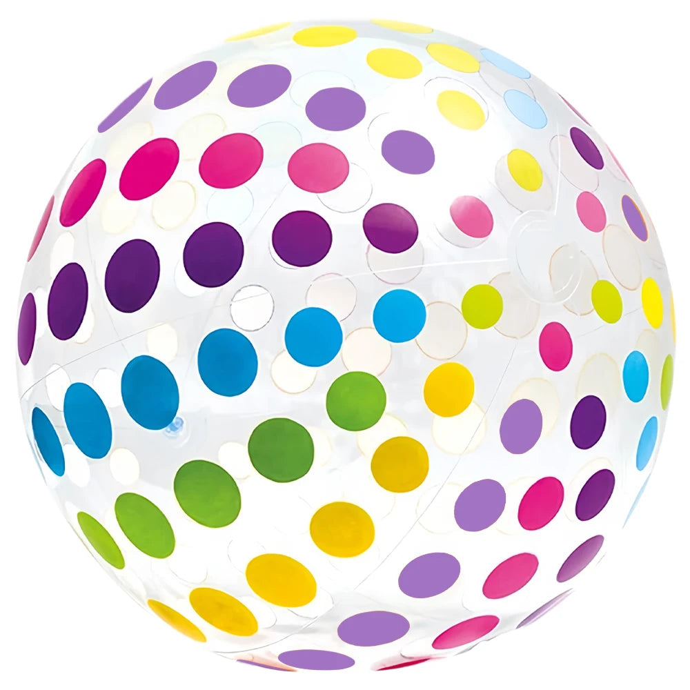 15.35" Colorful Striped Transparent Inflatable Beach Ball - Perfect for Beach, Pool & Party Games (1 Piece)