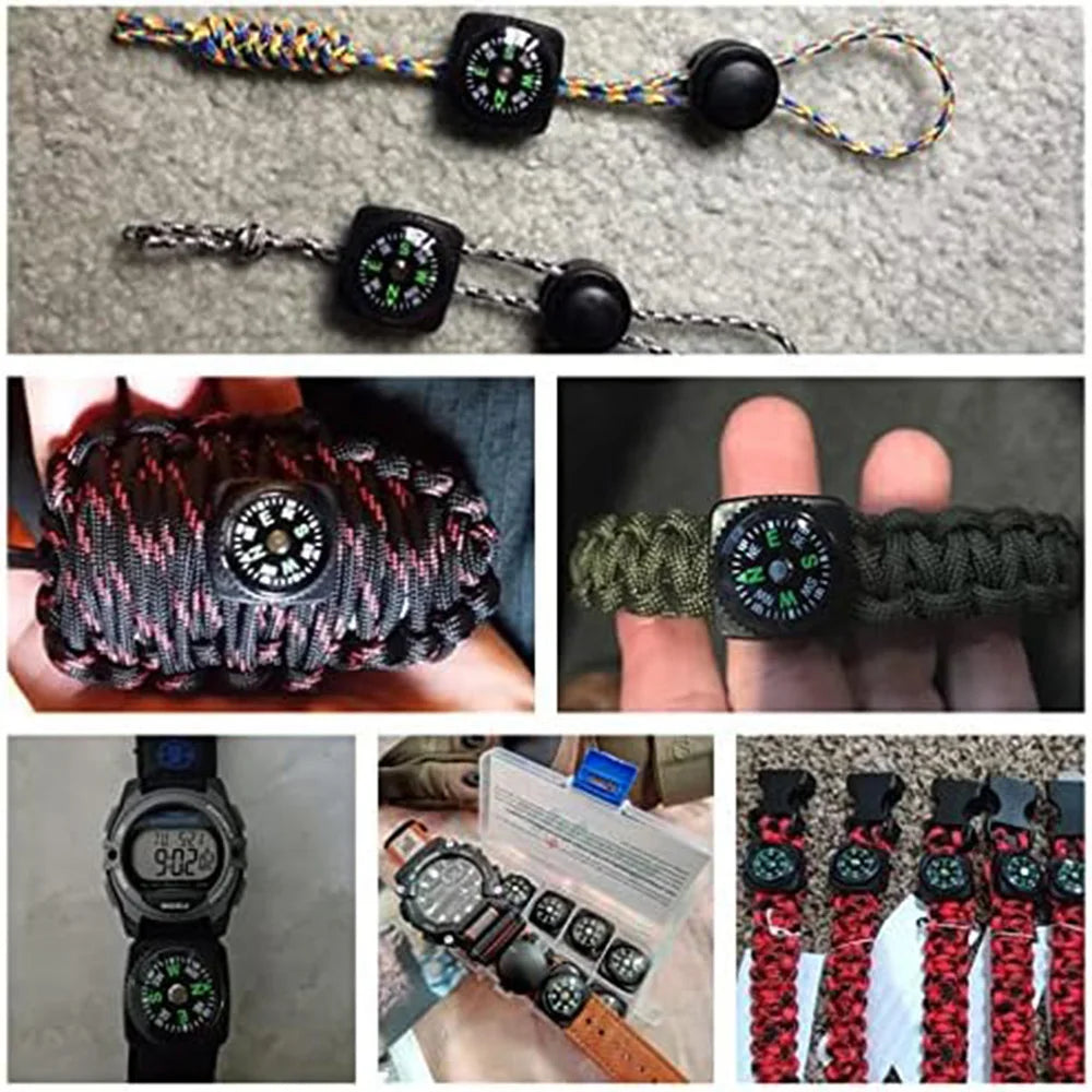 Mini Wristband Compass Set - 10 Pack Portable Detachable Navigation Tool for Outdoor Camping Hiking Travel Emergency Survival