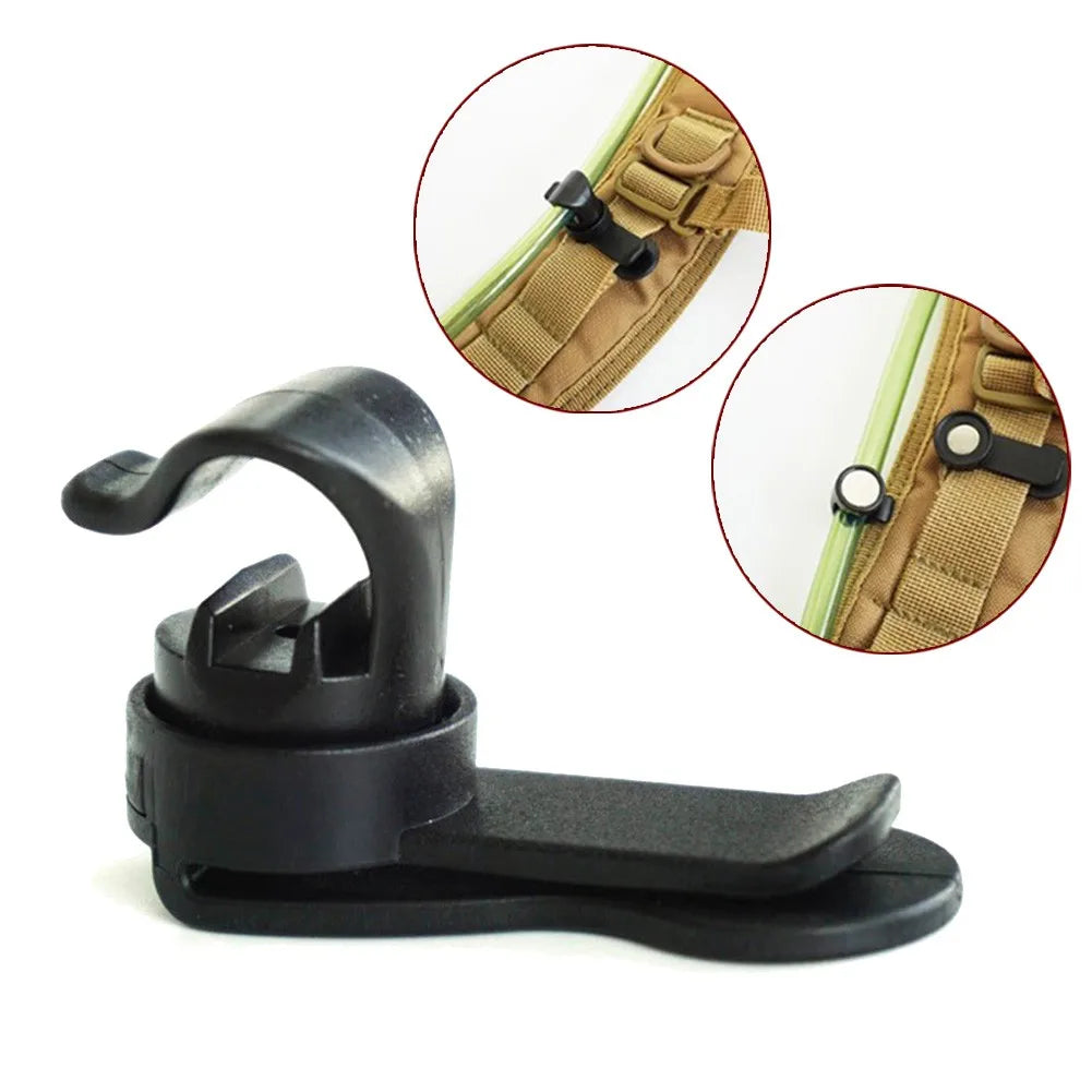 Magnetic Rotatable Water Tube Clip for Hiking Backpacks - Drinking Bladder Hanger