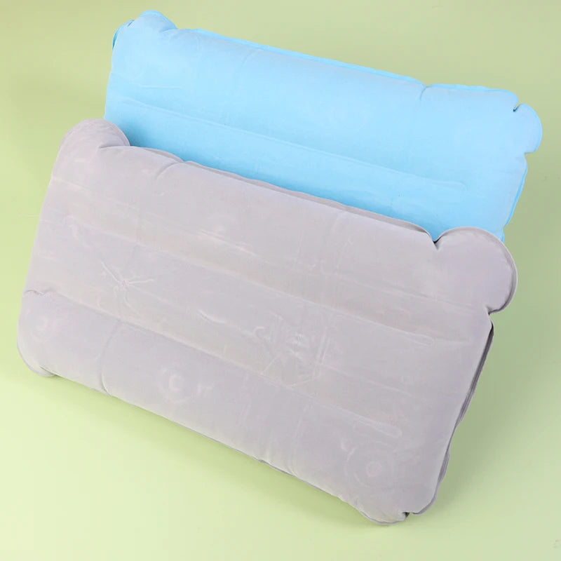 oldable Inflatable Travel Pillow - PVC Flocking Air Cushion for Camping, Hiking, Flight & Outdoor Sleep