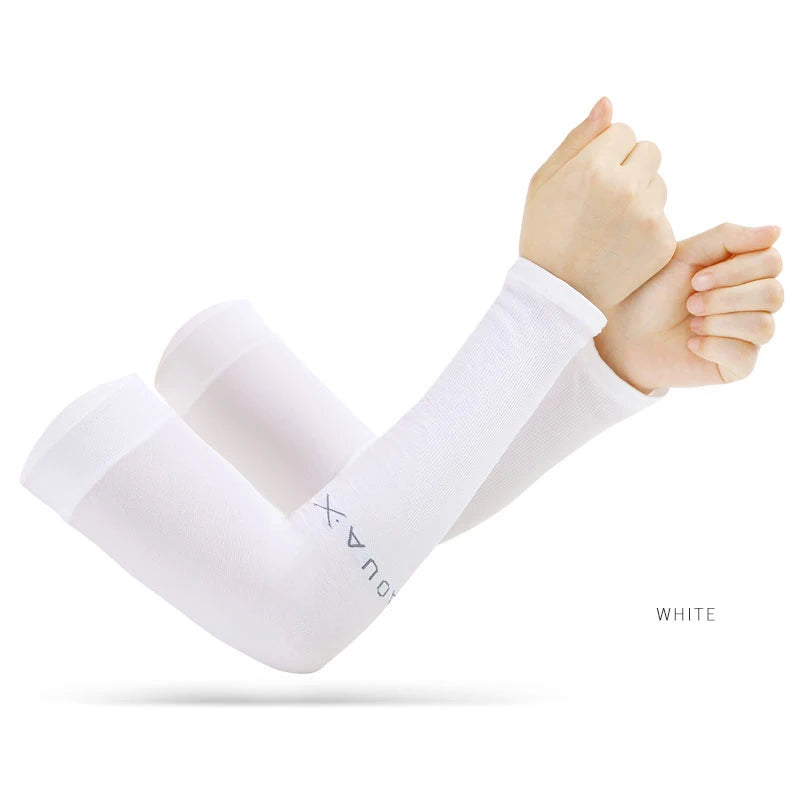Premium Anti-UV Arm Covers - Unisex Ice Silk Cooling Sleeves with Fingerless Design for Cycling, Driving & Summer Sports