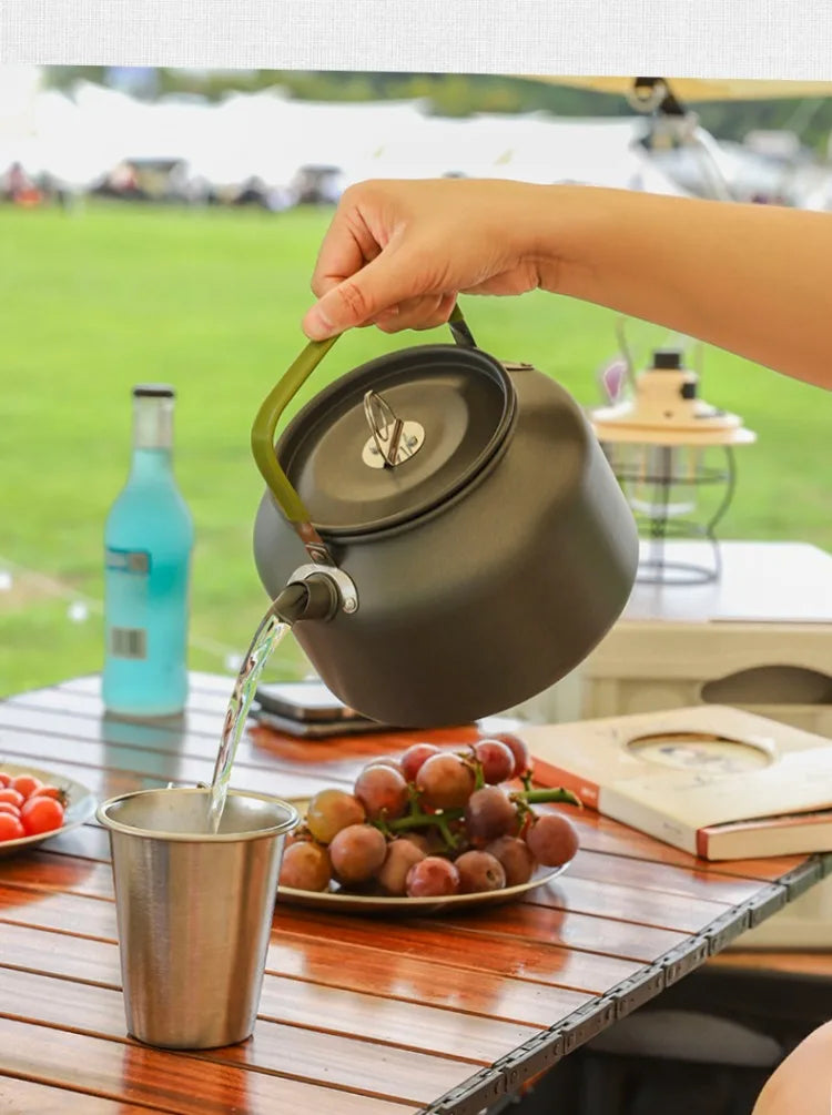 Portable Aluminum Alloy Camping Kettle - Multi-Size (0.8L/1.1L/1.2L/1.6L/2L/2.5L) for Outdoor Coffee & Tea - Perfect for Hiking, Fishing, Picnic & Cooking