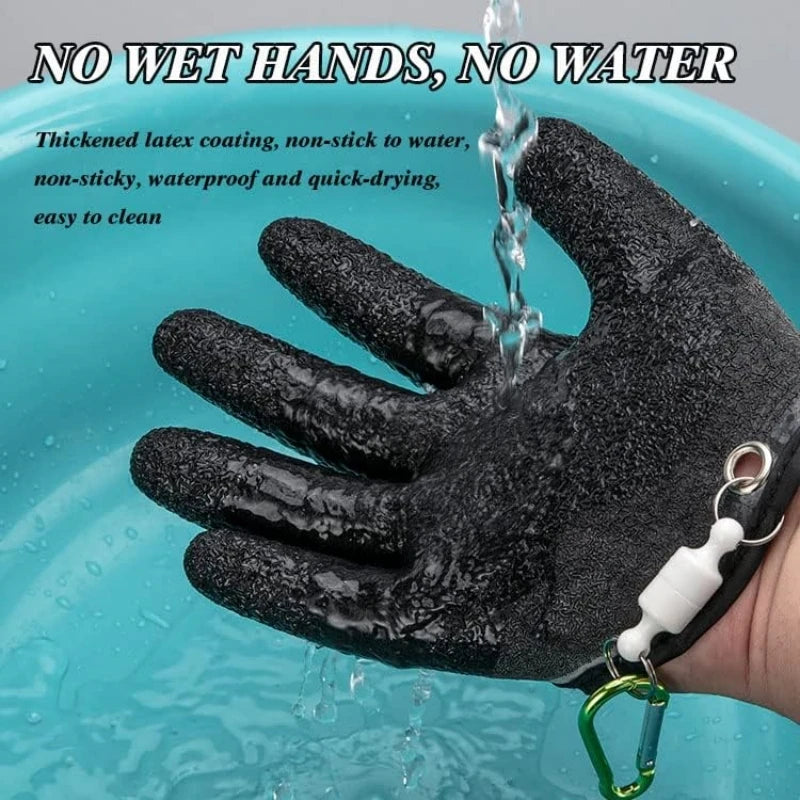 Waterproof Anti-Slip Fishing Gloves with Magnet Release - Puncture & Scrape Protection for Safe Fish Catching