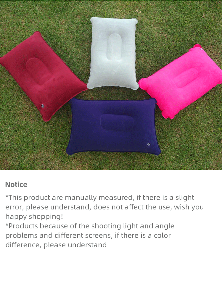Portable Fold Inflatable Air Pillow - Outdoor Travel Sleeping Camping PVC Neck Stretcher Backrest Plane Comfortable Pillow