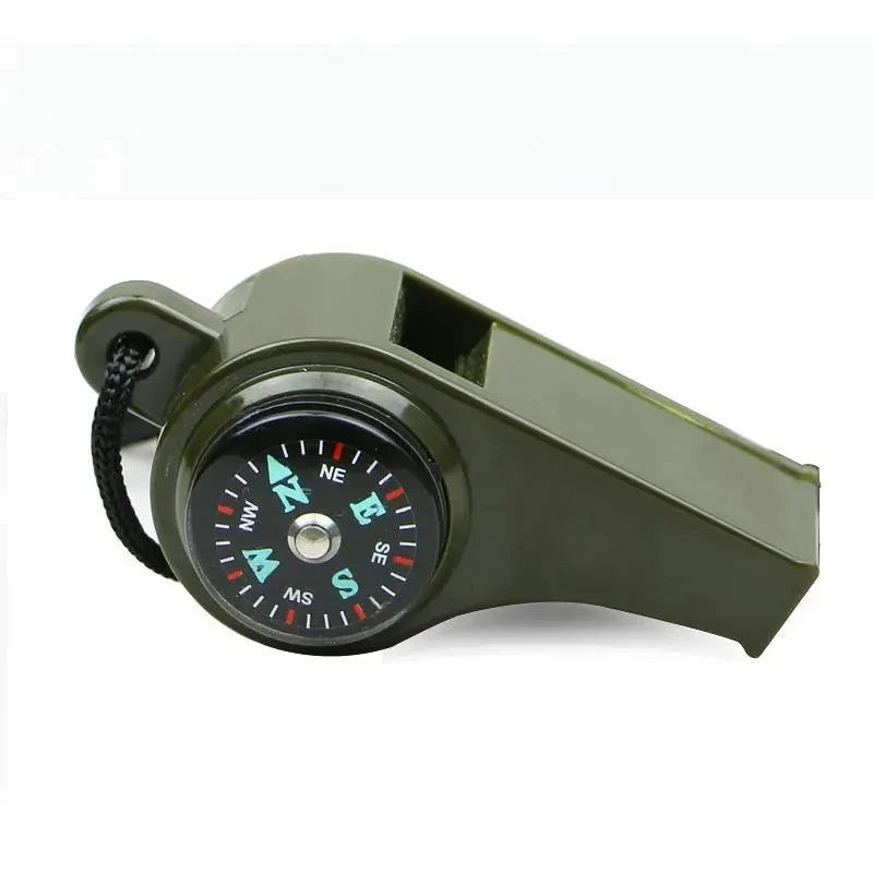Multi-Function Emergency Whistle - 3-in-1 Survival Tool with Compass & Thermometer for Outdoor Activities