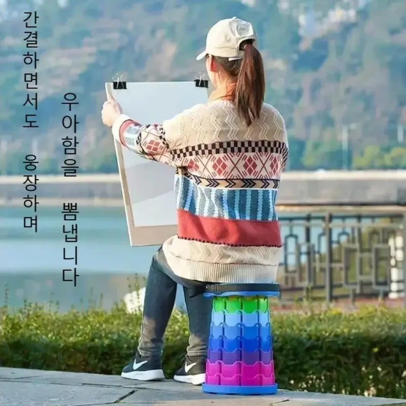 Lightweight Foldable Telescoping Stool - Premium Portable Design for Camping, Fishing & Travel