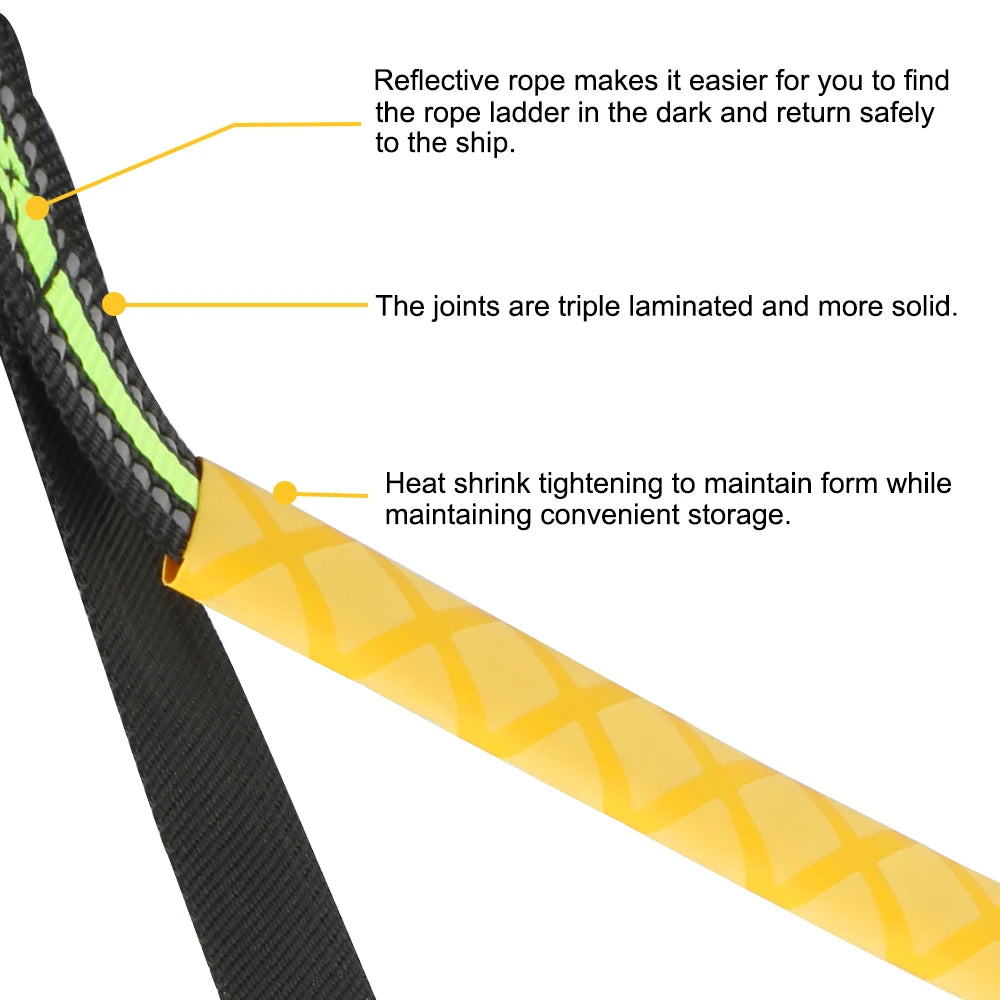 Marine Boarding Ladder - Folding Rope Ladder for Boats & Yachts (3/4/5 Steps)