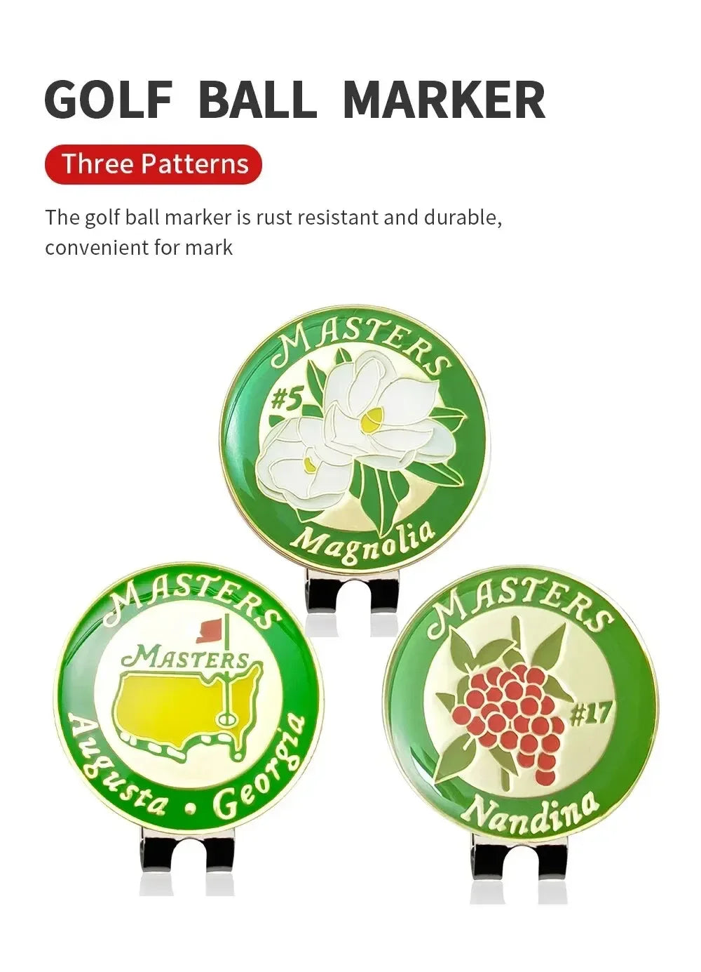 Magnetic Golf Ball Marker with Hat Clip - US Map White Flower Design Training Aid Gift for Kids Boys Girls Golfers