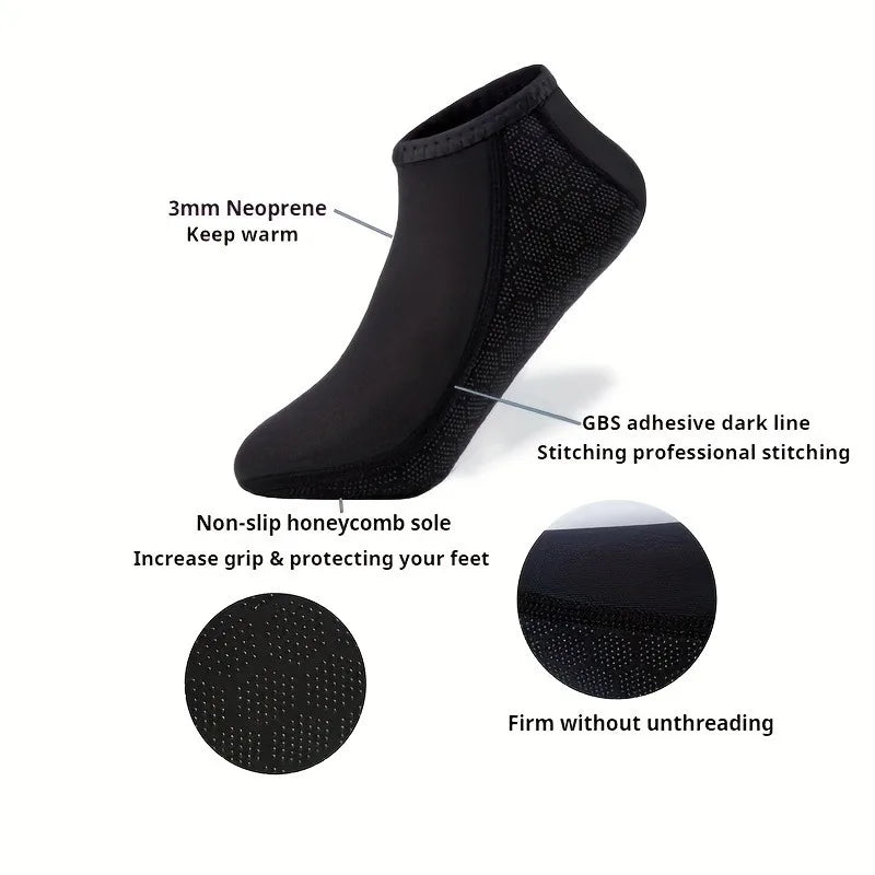 3mm Neoprene Water Socks - Sand Proof Wetsuit Diving Socks for Beach Volleyball, Snorkeling, Swimming & Outdoor Water Sports