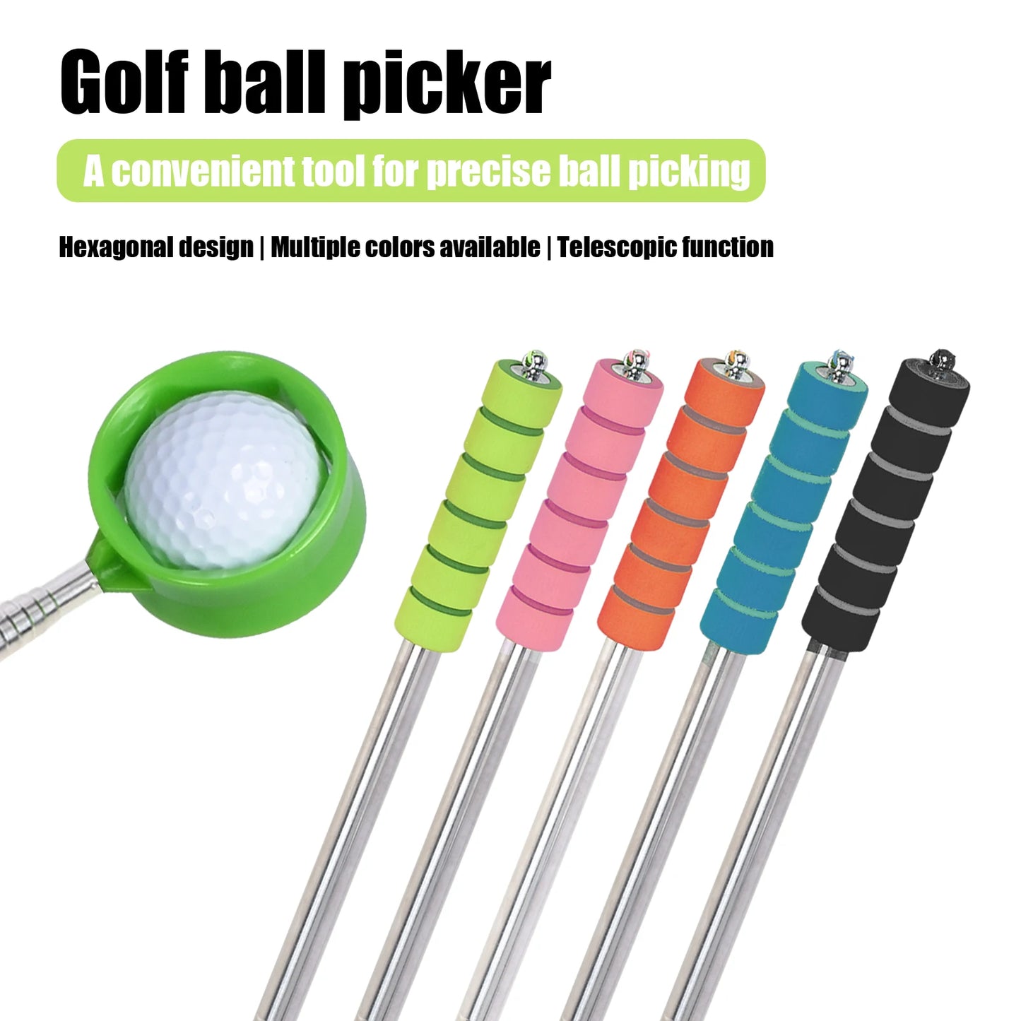 Lightweight Stainless Steel Golf Ball Picker - Retractable Finder with Easy Handle, Perfect Golf Gift