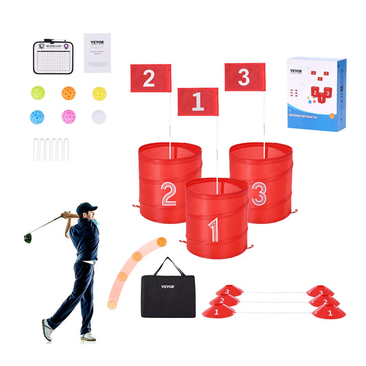 3-6-9 Hole Kids Backyard Golf Game | Portable Bucket Golf Course | Practice Chipping Games for Family | Outdoor Yard Sports Toys