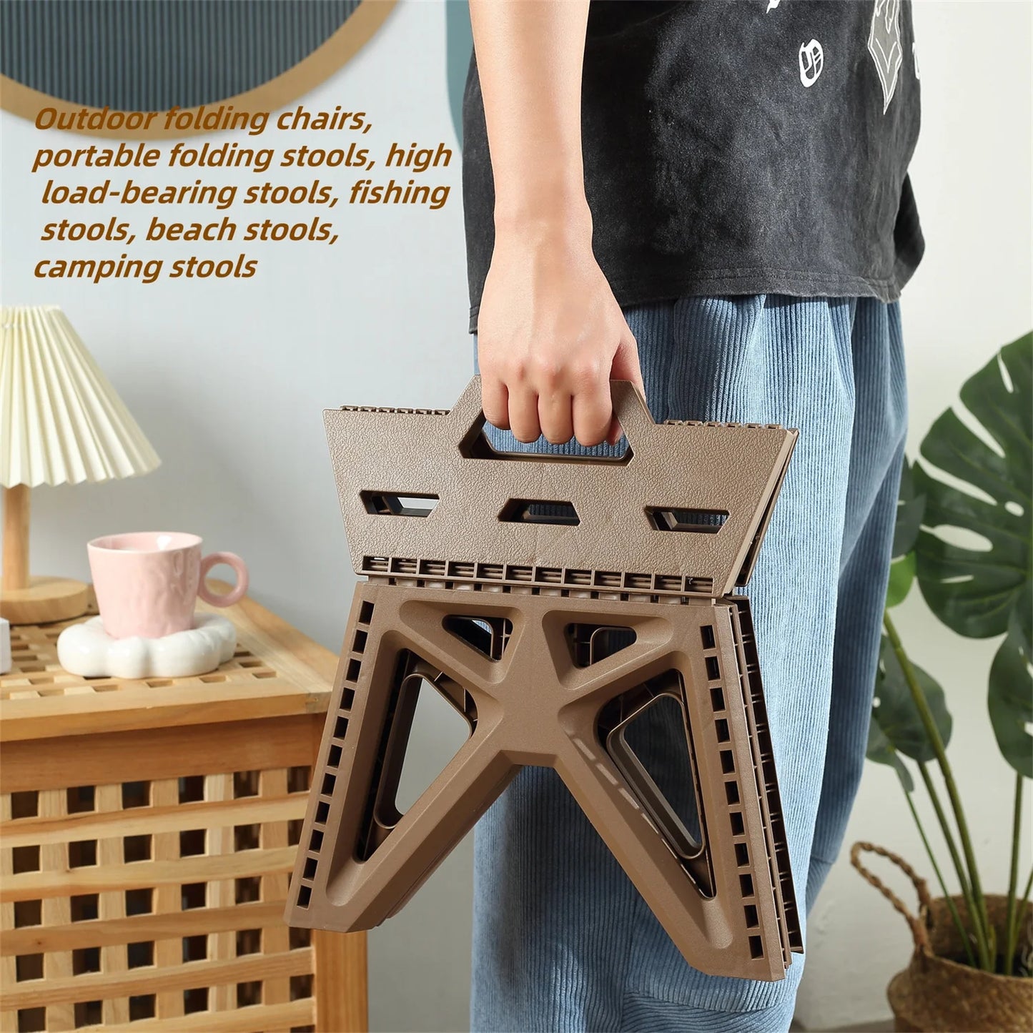 Portable Folding Camping Stool - High Load Bearing Outdoor Chair for Fishing, Beach & Camping