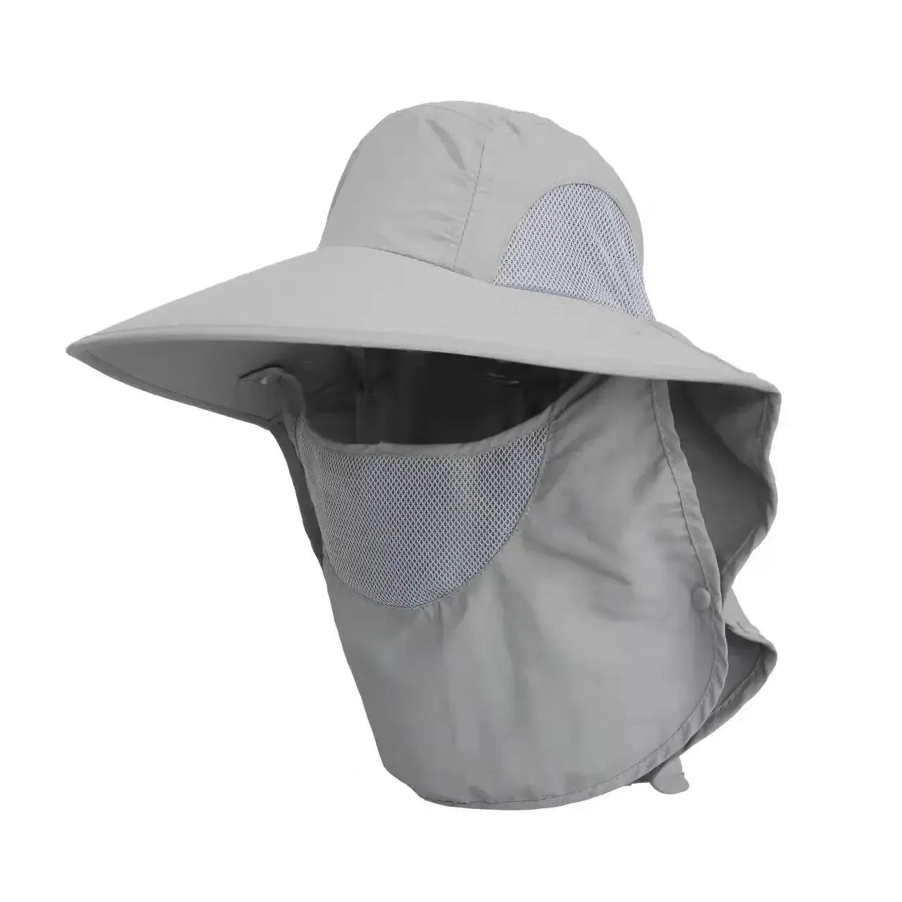 Unisex Wide Brim Safari Hat with Cooling Neck Flap - Sun Protection Baseball Cap for Outdoor Hiking and Fishing