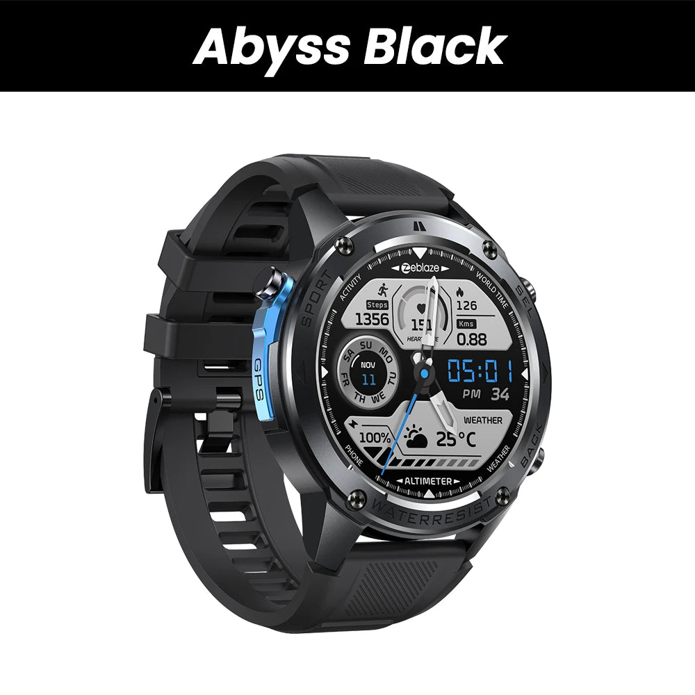 Zeblaze Stratos 2 Ultra GPS Smartwatch - Dual-Band GNSS with Built-in Compass, Barometric Altimeter, Voice Calling & 10 ATM Water Resistance