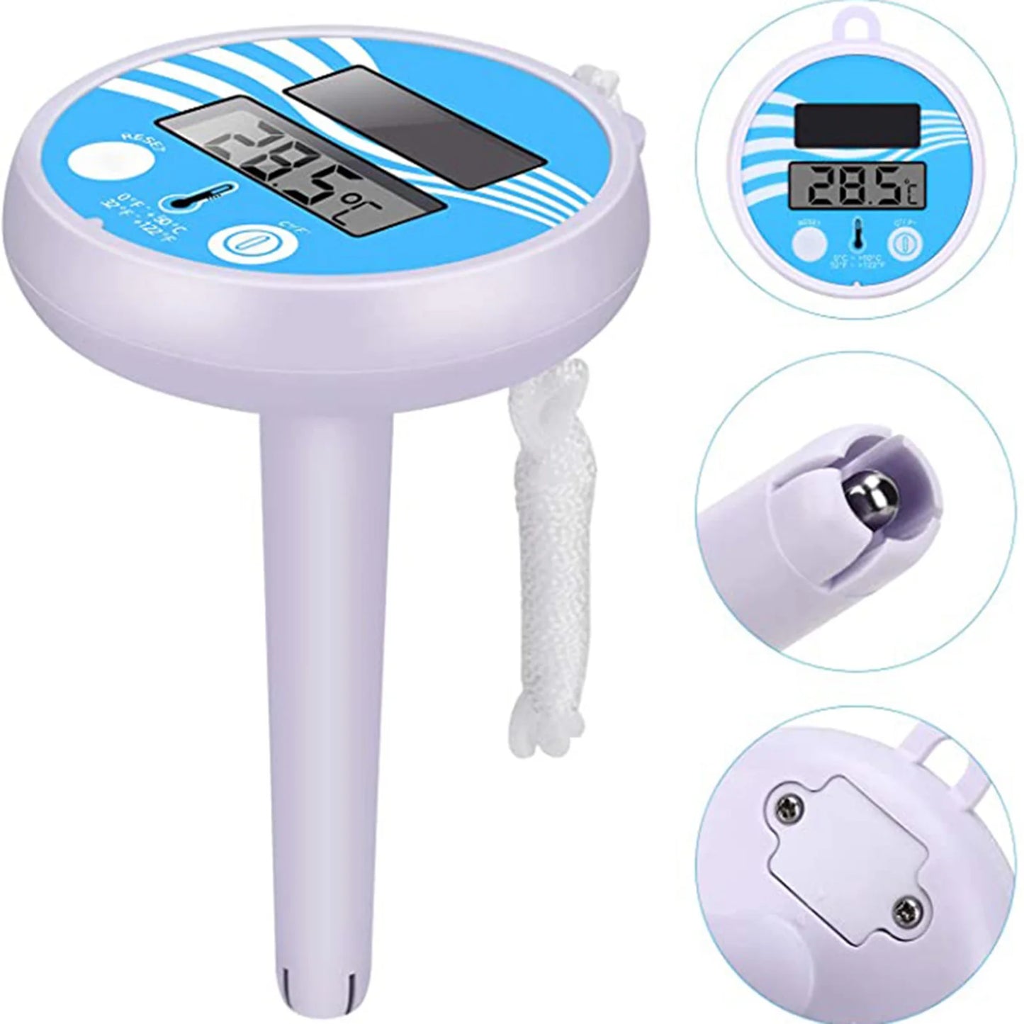 Solar-Powered Waterproof Pool Thermometer with Precision Scale for Universal Swimming Pool Compatibility